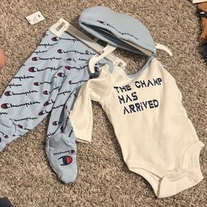 Champion Blue and White Baby Bodysuit Set